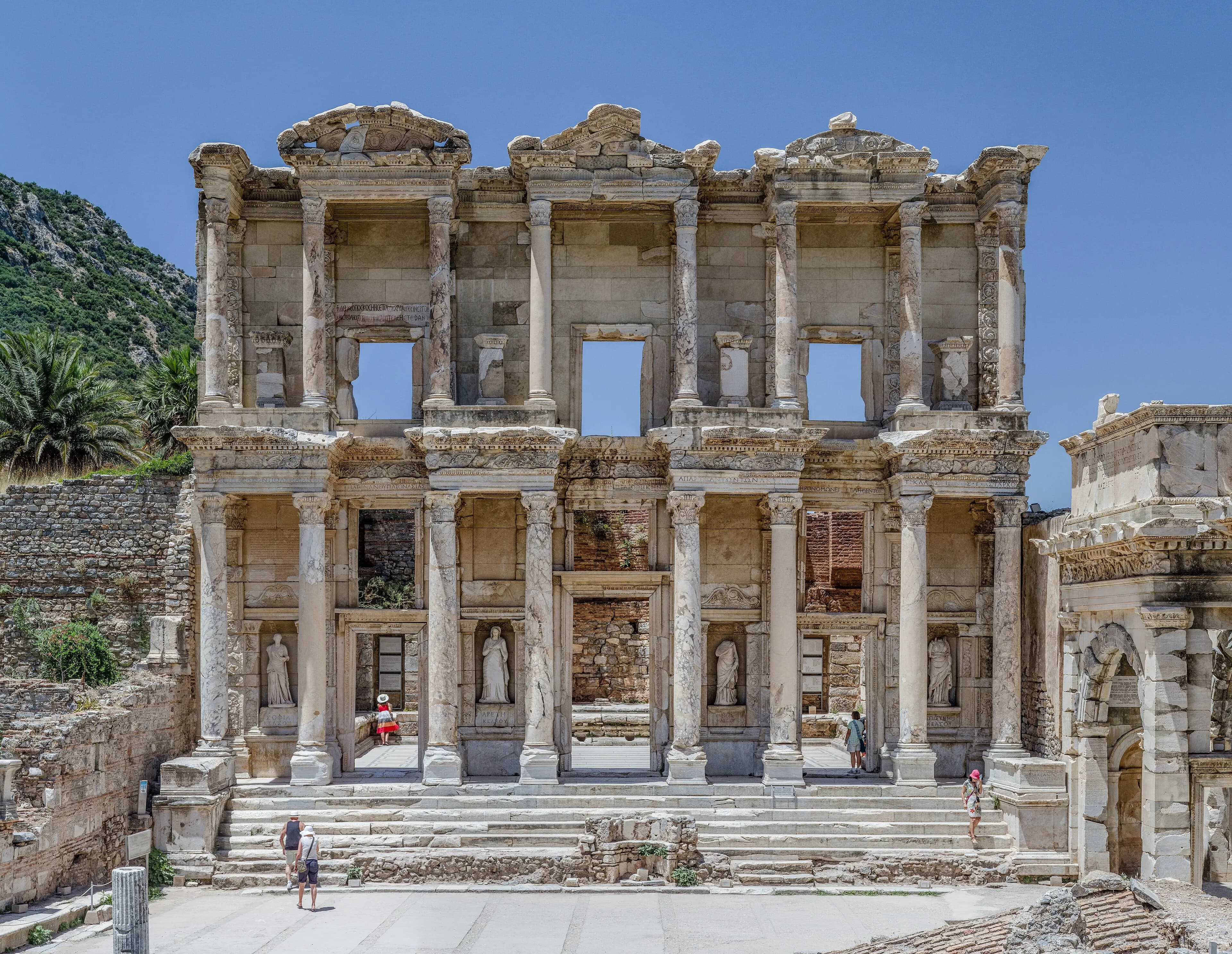 The facade of the Library of Celsus at Ephesus, Turkey
